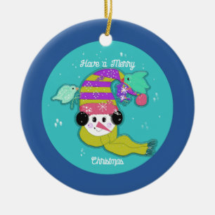 Schneemann Vögel Frohe Weihnachten Keramik-Ornamen Keramik Ornament