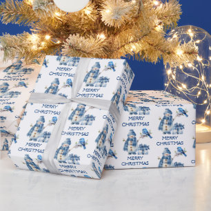 Schneemann Vogel Geschenk Weihnachten Geschenkpapier
