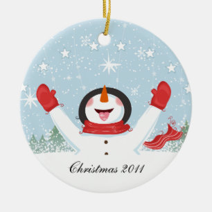 Schneemann von unserem Haus zu dir Keramikornament