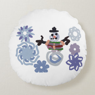 Schneemann warm rundes kissen