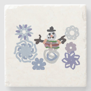 Schneemann warm steinuntersetzer
