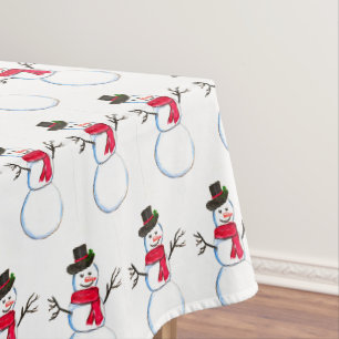 Schneemann Wasserfarbe Festlich Weihnachten Süßer Tischdecke