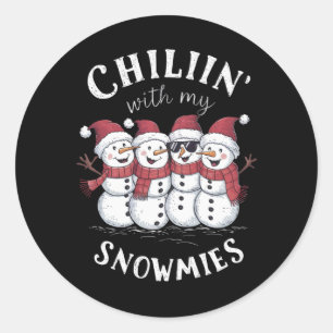Schneemann Weihnachten Chillen Mit Meinen Schneefr Runder Aufkleber
