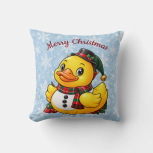 Schneemann-Weihnachten-Gummiente-Winterdekoration Kissen