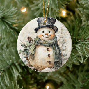Schneemann Weihnachten Keramik Ornament