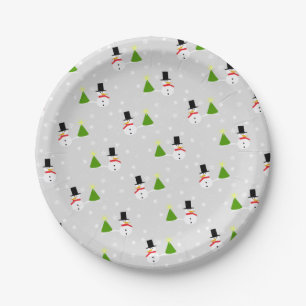 Schneemann Weihnachten Papier Teller