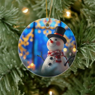 Schneemann-Weihnachtsbaumanhänger Falsches Buntgla Keramik Ornament