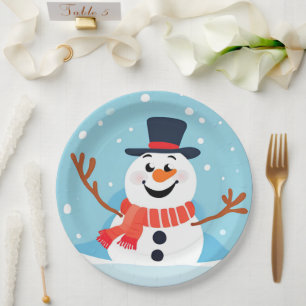 Schneemann-Weihnachtsfeier-Papierplatte Pappteller