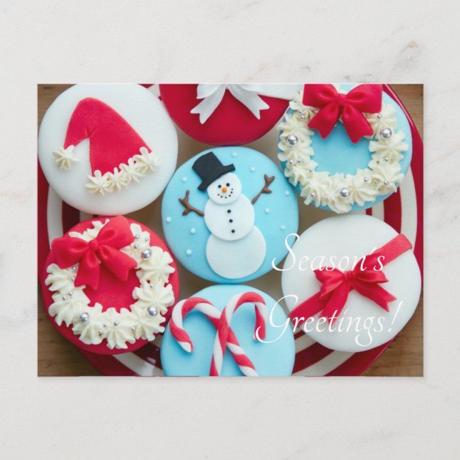 Schneemann Weihnachtskekse Feiertagspostkarte (Vorderseite)