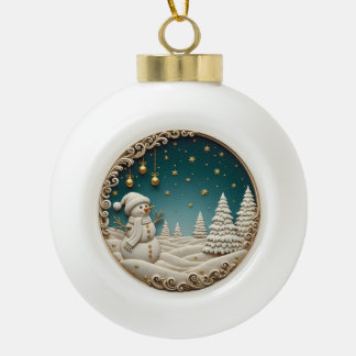 Schneemann-Weihnachtsschmuck 2025 – Klassisch Gesc Keramik Kugel-Ornament