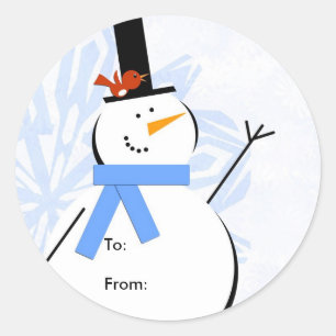 Schneemann-Weihnachtsumbau, zu: Von: Runder Aufkleber