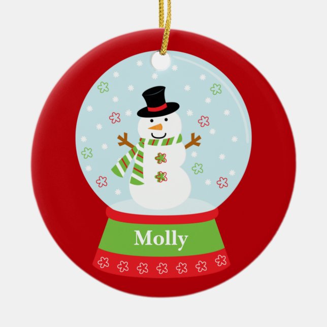 Schneemann-Weihnachtsverzierung Keramik Ornament (Vorne)
