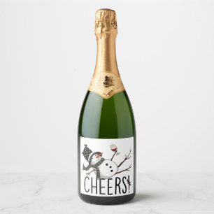 Schneemann Wein Weihnachten Lustig Wein Trinken Sa