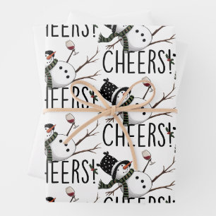 Schneemann Wein Weihnachten Lustig Wein Trinken Sa Geschenkpapier Set