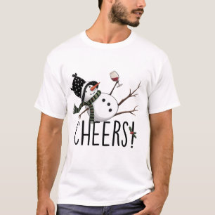 Schneemann Wein Weihnachten Lustig Wein Trinken Sa T-Shirt
