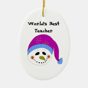 Schneemann Weltbester Lehrer Keramik Ornament