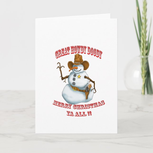 Schneemann-Western-Cowboy sherriff Feiertagskarte (Vorderseite)
