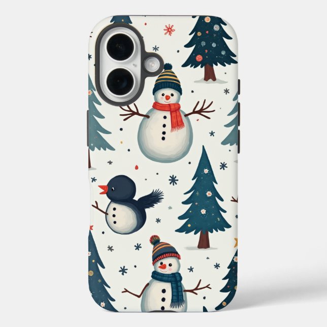 Schneemann Winter iPhone Fälle 16 Hülle (Rückseite)