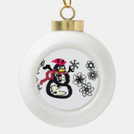 Schneemann Winter Keramik Kugel-Ornament