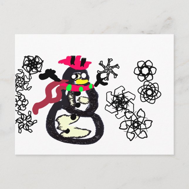 Schneemann Winter  Postkarte (Vorderseite)