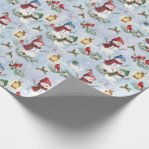 Schneemann Winter Willkommen Gemütliche Weihnachts Geschenkpapier