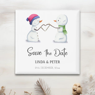 Schneemann Winterhochzeit Save the Date Magnet