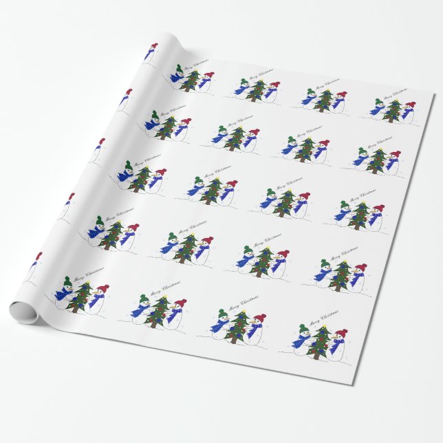 Schneemann-Winterszene Geschenkpapier (Ungerollt)
