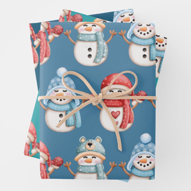 Schneemann Wrapping Paper Set Geschenkpapier Set (Beispiel)