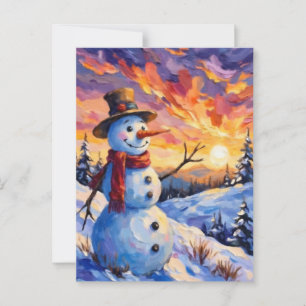 Schneemann zu Weihnachten Postkarte