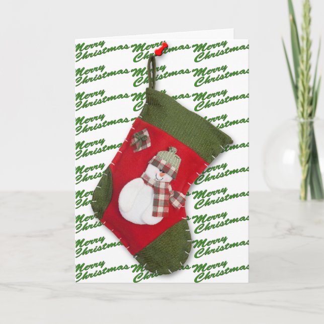Schneemann zu Weihnachten Strumpf über Weiß (Vorderseite)