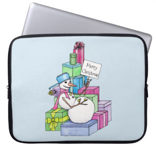 Schneemännchen auf Geschenken Laptopschutzhülle