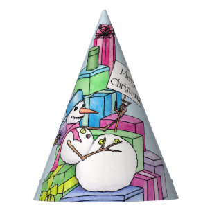 Schneemännchen auf Geschenken Partyhütchen