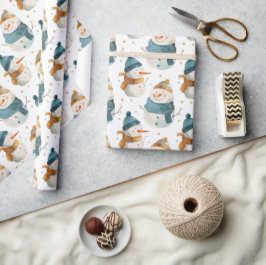Schneemänner aus Whimsikfisch-Cartoon Geschenkpapier