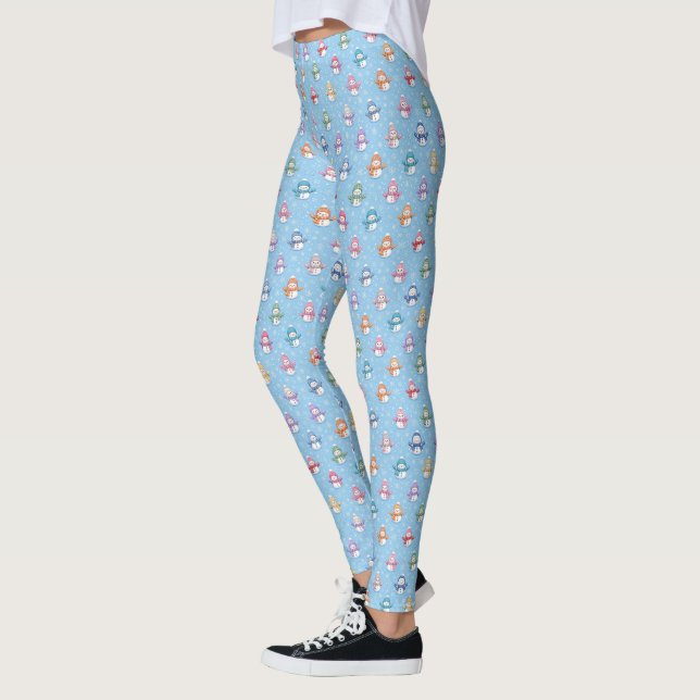 Schneemänner in Schneeflocken Leggings (Links)