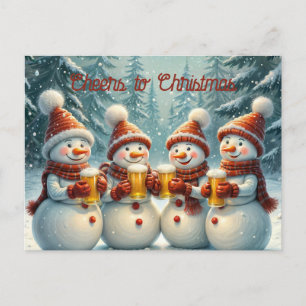 Schneemänner jubeln und toasteln Weihnachten Postkarte