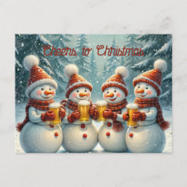 Schneemänner jubeln und toasteln Weihnachten Postkarte