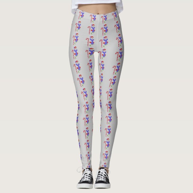 Schneemänner mit Candy Canes Leggings (Vorderseite)