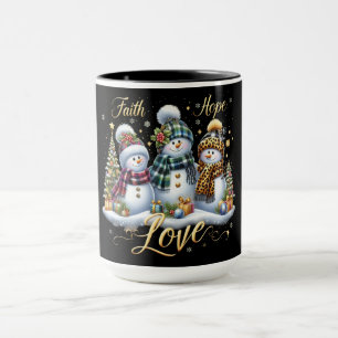 Schneemänner mit Geschenken und Bäumen Tasse
