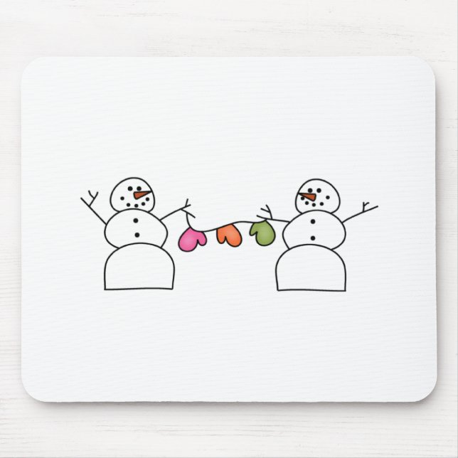 Schneemänner mit T - Shirt und Geschenken von Mitt Mousepad (Vorne)