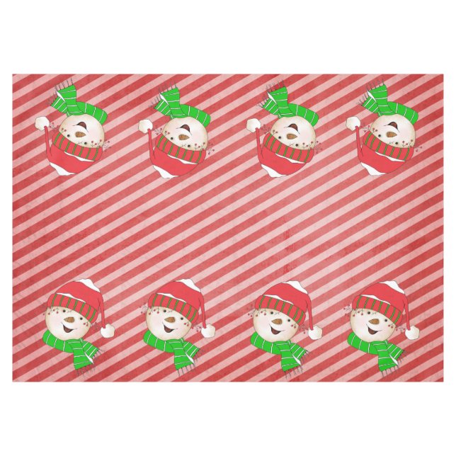 Schneemänner Rot und Rosa Diagonal Stripe Tablette Tischdecke (Vorderseite (Horizontal))