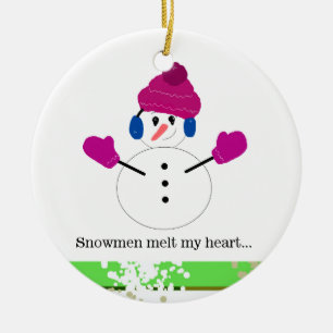 Schneemänner schmelzen mein Herz Keramikornament