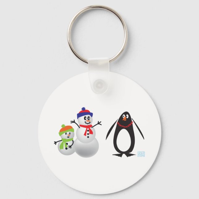 Schneemänner und Pinguin Schlüsselanhänger (Vorderseite)