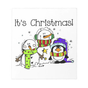 Schneemänner und Pinguine Weihnachten Notizblock