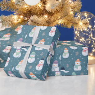 Schneemänner und Schneeflocken Moderne Weihnachten Geschenkpapier