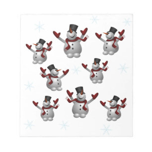Schneemänner und Schneeflocken Notizblock