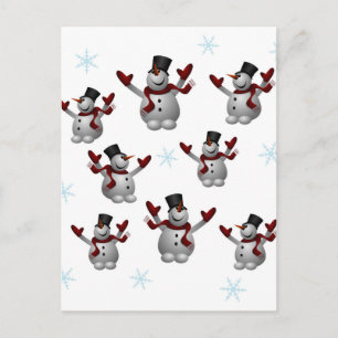 Schneemänner und Schneeflocken Postkarte