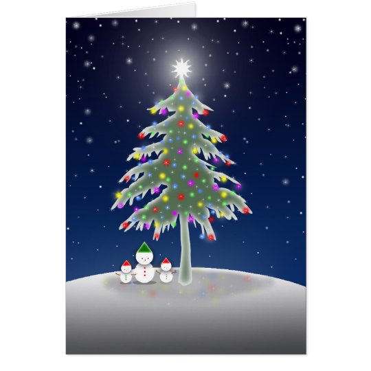 Schneemänner und Weihnachtsbaum-Karte Karte