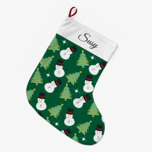 Schneemänner und Weihnachtsbaummuster Großer Weihnachtsstrumpf