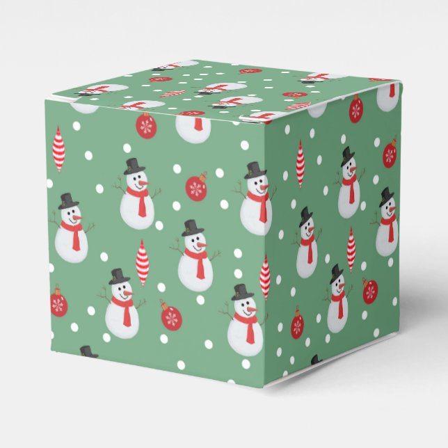 Schneemänner und Weihnachtsschmuck Geschenkschachtel (Vorderseite)