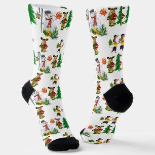 Schneemänner und Weihnachtstiere Socken
